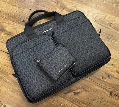 MICHAEL KORS Cooper Signature Briefcase Laptop Bag + Wallet • $228