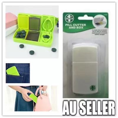 $6.99 • Buy Pill Cutter Box Tablet Splitter Divider Convenient Portable Medicine Organizer 