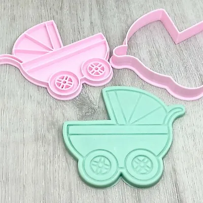 $11.95 • Buy Baby Stroller Cookie Cutter & Fondant Stamp - Pram Baby Shower
