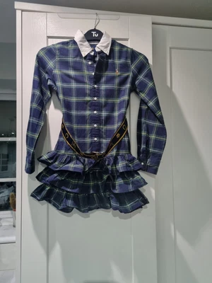 £20 • Buy Ralph Lauren Polo Girls Green And Blue Check Tartan Dress Age 6 (Christmas) 