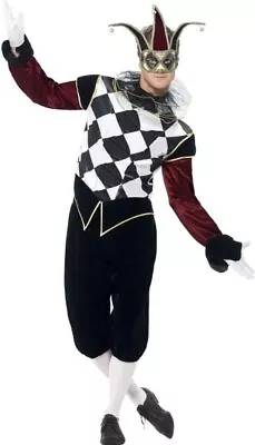 Smiffys Gothic Venetian Harlequin Costume Black With Top Trousers & Collar... • £29.99