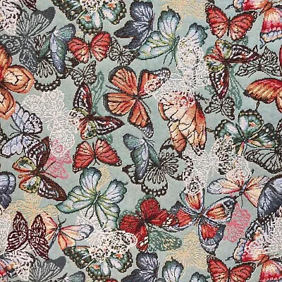 Tapestry Fabric Monet Butterflies Upholstery Furnishings Curtains 140cm Wide • £1.50