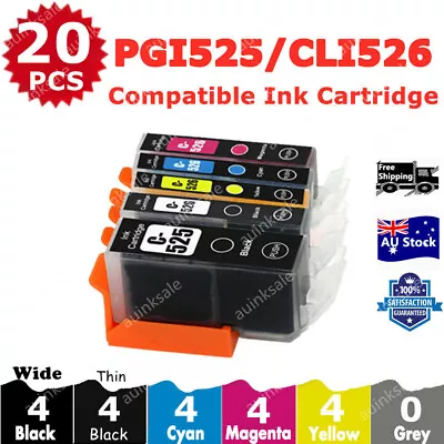 $19.70 • Buy 20X Non-OEM Ink Cartridges PGI525 CLI526 For Canon MG5250 MG6100 MG6250 MG8150