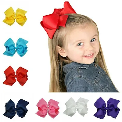 5 Inch Baby Bows Boutique Hair Clip Alligator Clips Grosgrain Ribbon Bow Girl Uk • £1.59