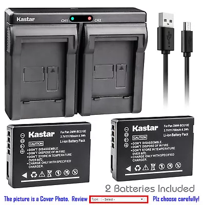 Kastar Battery Dual Charger For Panasonic DMW-BCG10 & Panasonic Lumix DMC-ZS20 • $10.99