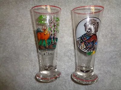 Lot Of 2 VINTAGE PAINTED AUSTRIAN/GERMAN PILSNER BEER GLASSES * L@@K * • $9.95