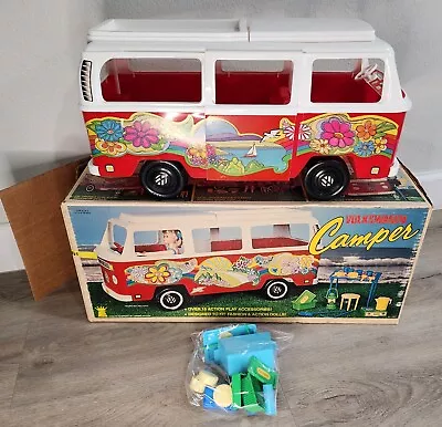 Vtg Empire Volkswagen Camper 18  VW BUS Barbie & Friends 39pc Camp Gear & Box • $79.95