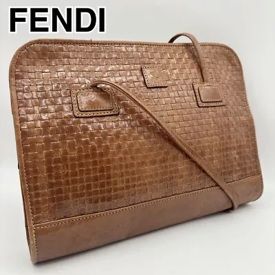 Fendi Vintage Leather Shoulder Tote Bag Brown 8.07 X10.43 X1.97  ShipFromJAPAN • $206.96