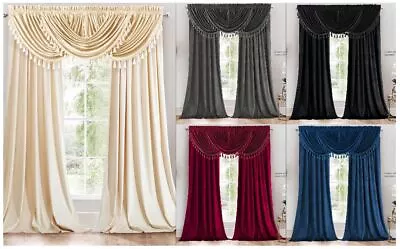 $29.99 • Buy Heavyweight Velvet Waterfall Valance (37x57) Single Rod Pocket Window Valance