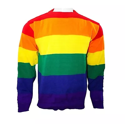 Rainbow Striped Multicolour Sweatshirt Jumper Top For Adults Unisex Gay Pride Do • £14.99