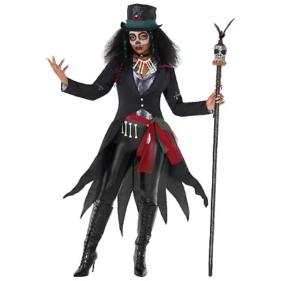 Women`s Voodoo Queen Costume Ladies Voodoo Priestess Witch Halloween Fancy Dress • £39.99