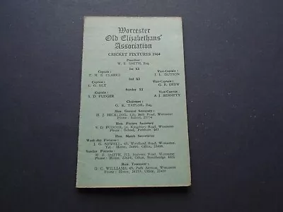 £1 • Buy Worcestershire: Worcester Old Elizabethans' Assoc. Cricket Fixture Card 1964