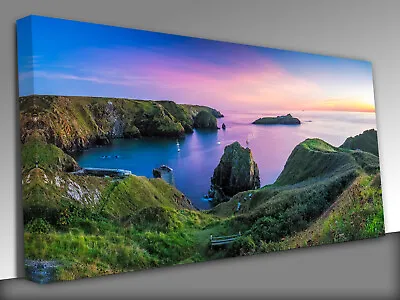 Mullion Cove In Cornwall Uk   Panoramic Canvas Wall Art Picture Print • £29.99