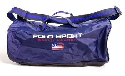 Polo Sport Ralph Lauren USA FLAG Blue Shoulder Duffle Gym Travel Bag Vintage • $21.24