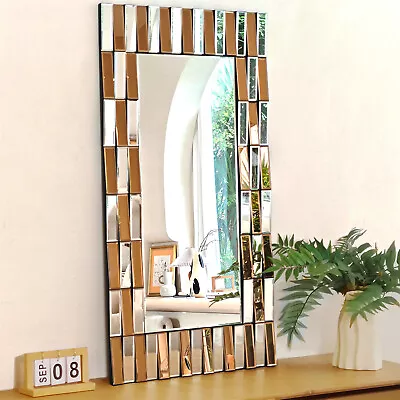 Wisfor Full Length Art Decorative Wall Mirror W/ 3D Glass Living Room Decor • $129.90