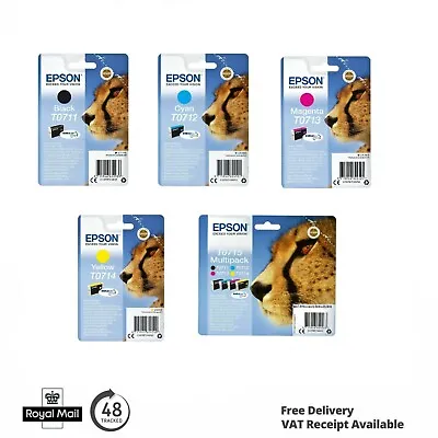 £14.77 • Buy Genuine Epson Cheetah T0711 T0712 T0713 T0714 T0715 Ink Cartridge For DX7450 Lot