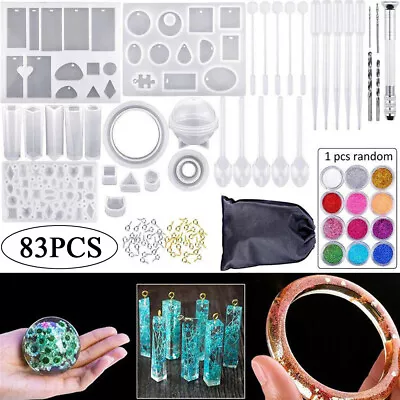 £8.49 • Buy 83Pcs DIY Jewelry Pendant Mould Resin Casting Molds Silicone Kit Making Craft UK