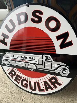 Vintage Style Hudson High Octane   Gasoline Oil  Steel Top Quality Heavy  Sign • $55