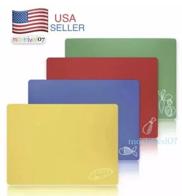 4 Flexible Chopping Mats 12 X15  Color Code Set Kitchen Cutting Board BPA FREE • $10.97