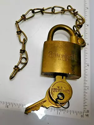 Vintage U.S. Military Brass Padlock  American Lock Company Junkunc Bros • $19.99