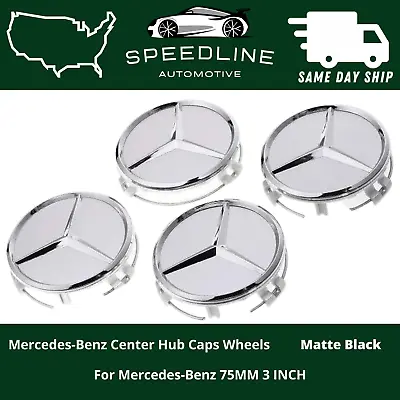$17.63 • Buy 75mm Silver Chrome Wheel Center Hub Caps Emblem 4PC Set Mercedes Benz AMG Wreath
