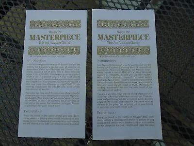 £9 • Buy 2x Original Parker Brothers Rules For Masterpiece Game. 1970. Good. Post Paid.