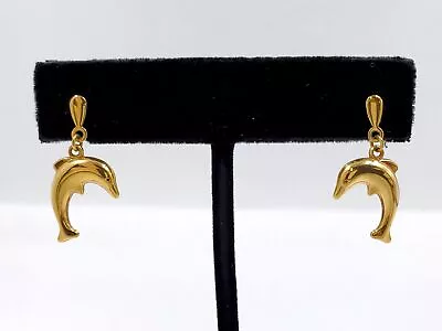 18Kt Yellow Gold Milor Earrings W/ Dolphin Dangles • $33