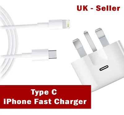 New IPhone USB-C Fast Charging 14 13 12 11 Pro XR XS MAX PD Plug Charger Cable • £9.99