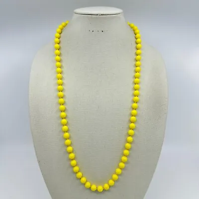 J. Crew Necklace Yellow Beaded Lady Bug Clasp Rhinestone Hand Knotted Jewelry • $29.95