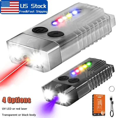 V10 EDC Keychain LED Fluorescence Flashlight Rechargeable Torch WorkLight Magnet • $15.25