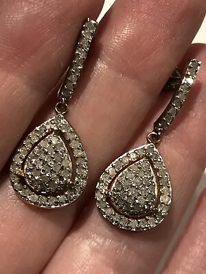 £45 • Buy Designer RSE Robert Seeman 925 Sterling Silver Diamond Drop Dangle Earrings
