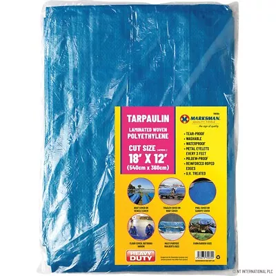 Tarpaulin Heavy Duty Waterproof Tarp Ground Sheet Camping Cover Canvas 5.4mx3.6m • £19.99