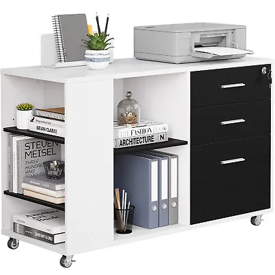 $102.99 • Buy 3 Drawer Wood Mobile File Cabinet Office Vertical Filing Cabinet For A4 Lateral