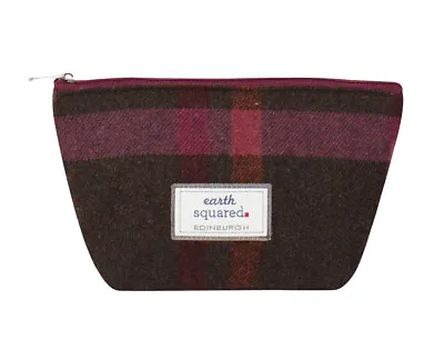 Earth Squared Fair Trade Mulberry Tweed Tartan Make-up Bag • £14.99