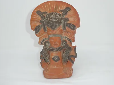 Vintage Terracotta Pottery Mayan Aztec God Folk Art Statue Figurine Vase 10  • $34.99