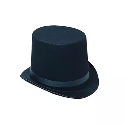 Felt Top Hat Magician Magic Tricks Amaze Perform Cap Sleep Soft Black Costume • $9.19