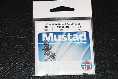 15 Pack Mustad 35647BN Black Nickel Size 20 Round Bend Treble Hooks Trout • $4.99