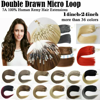 Micro Ring Loop Hair Extensions Micro Link Tip Russian Human Hair Double Drawn1G • $36