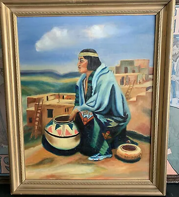 Original Oil Painting Native American Pueblo Adobe Southwest New Mexico ? • $65