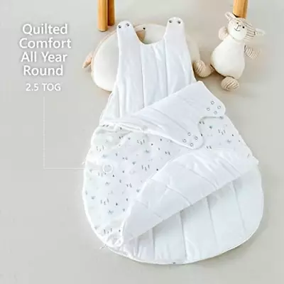 Trekki Baby Sleep Sack. All Seasons  2.5 Tog. 6 - 18 Months. Soft Cotton White • £9.99