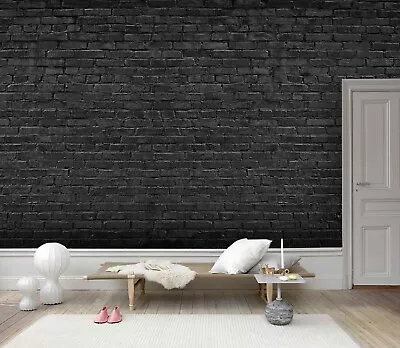 3D Black Brick Wallpaper Wall Mural Removable Self-adhesive Sticker5028 • $269.99