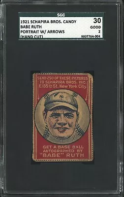 1921 Babe Ruth Schapira Bros. Portrait With Arrows Very Rare Hand Cut Sgc 2 (30) • $4999