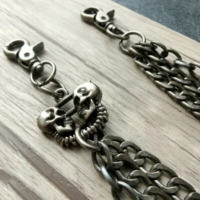 Vintage 25  Strong Leash Wallet Chain Biker Trucker Jean Key Chain Heavy Skull • $11.69