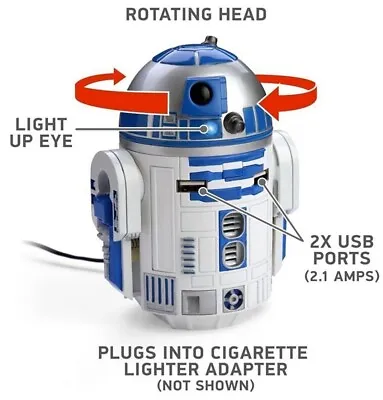 New Star Wars R2-D2 Car Charger 2 USB Ports ThinkGeek Disney • $150