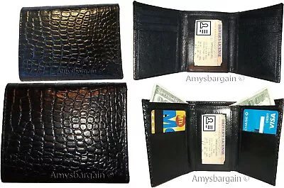 Men's Crocodile Skin Printed Leather Wallet Trifold Wallet ID 9 Card 2 Bill Slot • $15.96