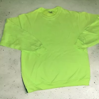 Jerzees NuBlend 562 Neon Green Crewneck Fleece Sweatshirt  M Or XL • $8.40