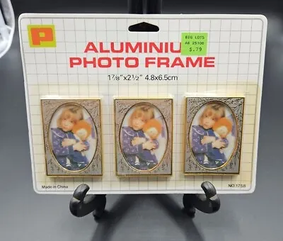 Vintage Mini Aluminum Photo Frame Set Of 3 New Old Stock 1 7/8  X 2 1/2  • $15