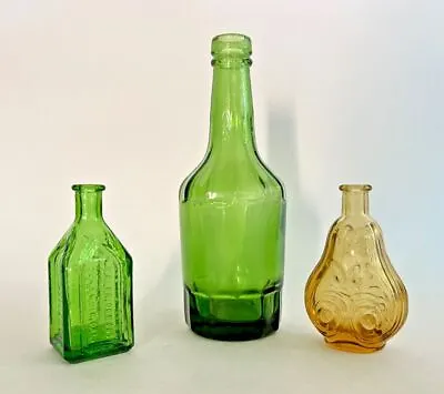 Lot Of 3 Wheaton NJ Miniature Bottles  1 Yellow 2 Green Apothecary & Bitters • $20