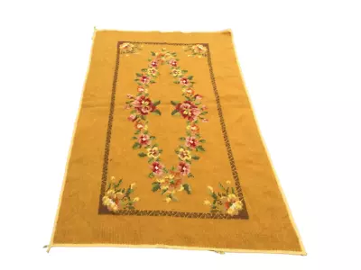 French Aubusson Vintage Floral Needle Point Rug Any Room Décor Wool Carpet • $275