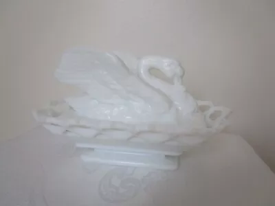 Vintage Westmoreland Milk Glass Covered Swan Dish Bowl Raised Wings Marked XLNT • $66